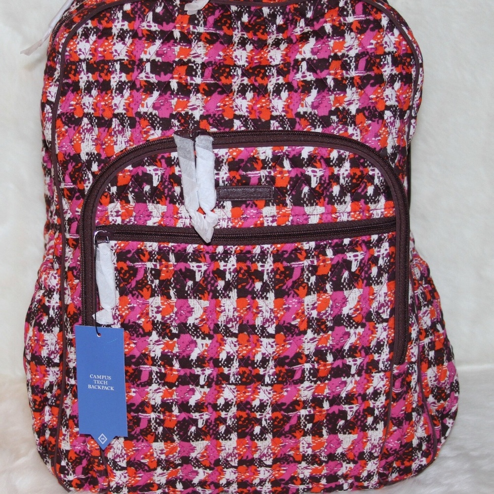 NWT Vera Bradley LARGE Campus Backpack College  School Travel Bag Tweed